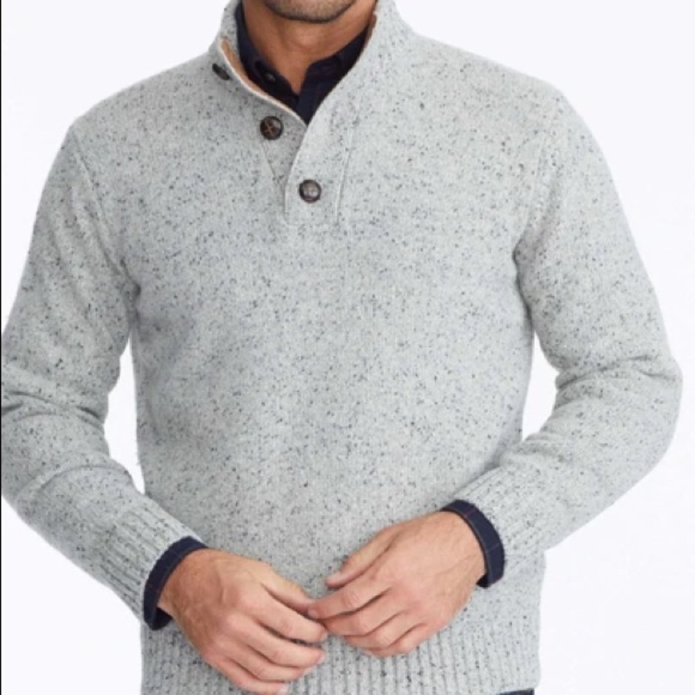 UNTUCKit Button-Neck Donegal Sweater